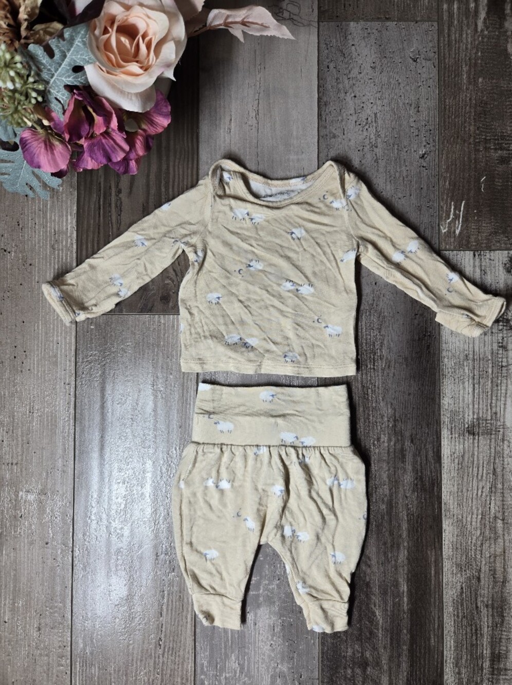 Just One You Carter’s Newborn Beige Sheep 2‑Piece Outfit Set